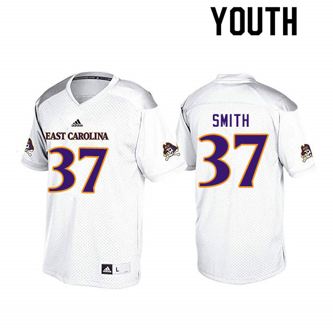 Youth #37 Xavier Smith ECU Pirates College Football Jerseys Sale-White